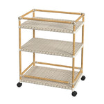 Indoor/Outdoor Bar Cart, White & Tan