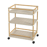 Indoor/Outdoor Bar Cart, White & Tan