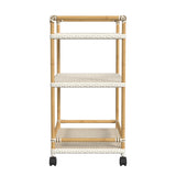 Indoor/Outdoor Bar Cart, White & Tan