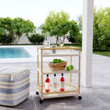 Indoor/Outdoor Bar Cart, White & Tan