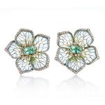 Cicada Plique-à-Jour Tourmaline Floral Earrings
