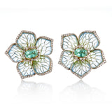 Cicada Plique-à-Jour Tourmaline Floral Earrings