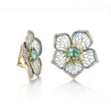 Plique-à-Jour Tourmaline Floral Earrings