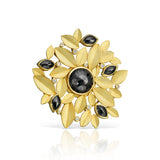 Barbara Heinrich Black Diamond & Gold Leaf Cluster Brooch