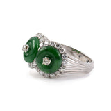 Estate Jadeite & Diamond Two-Stone Cluster Ring