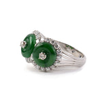 Estate Jadeite & Diamond Two-Stone Cluster Ring