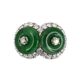 Jadeite & Diamond Two-Stone Cluster Ring