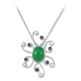 Green Jade, Sapphire & Diamond Sunburst Necklace