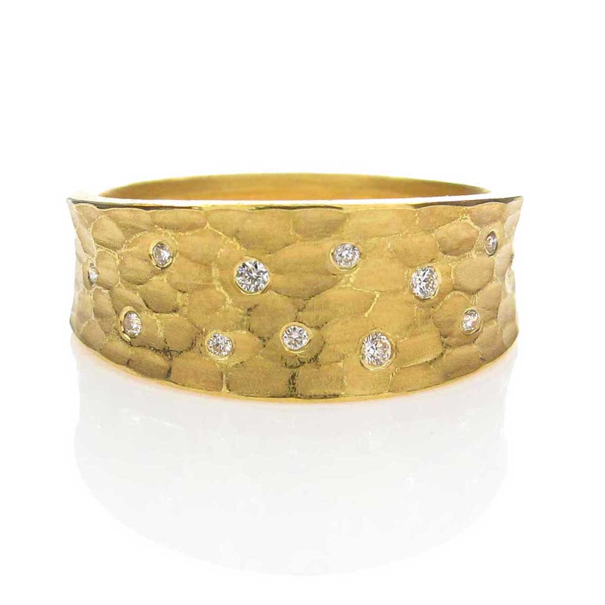 Barbara Heinrich Scattered Diamond Carved Glacier Ring
