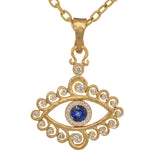 Crushed Blue Sapphire Eye Sparkle Pendant