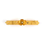 Estate Victorian Etruscan Revival Pearl Flower Bar Pin