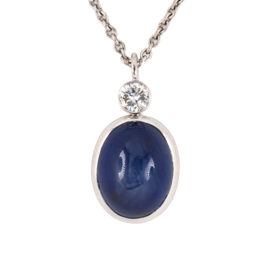 Ceylon Star Sapphire & Diamond Pendant Necklace