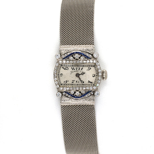 Art Deco Marcus & Co. Diamond & Sapphire Platinum Watch