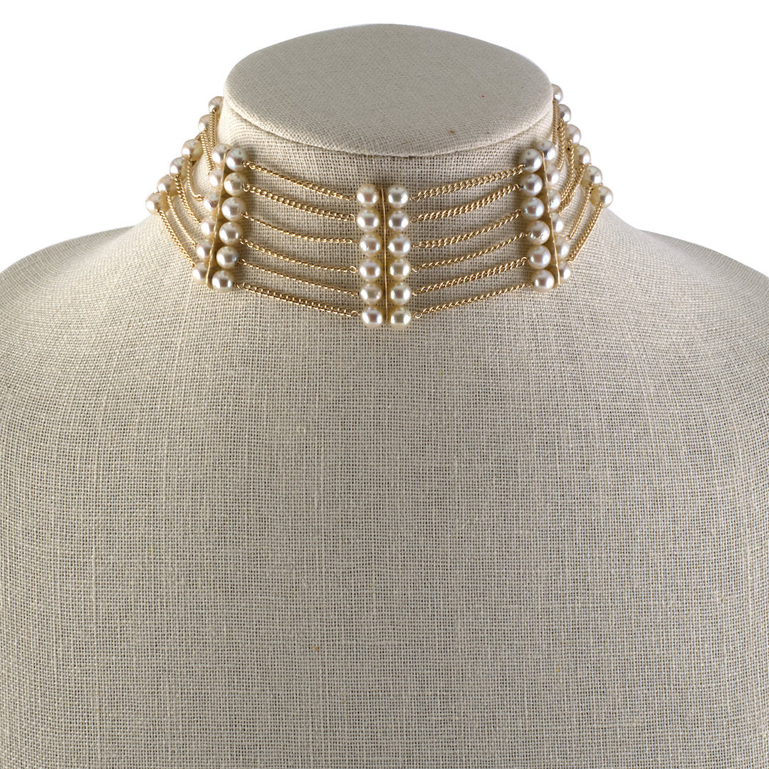 Six-Row Pearl Four-Section Bracelet #1