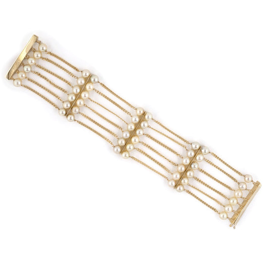 Estate Six-Row Pearl Four-Section Bracelet #2