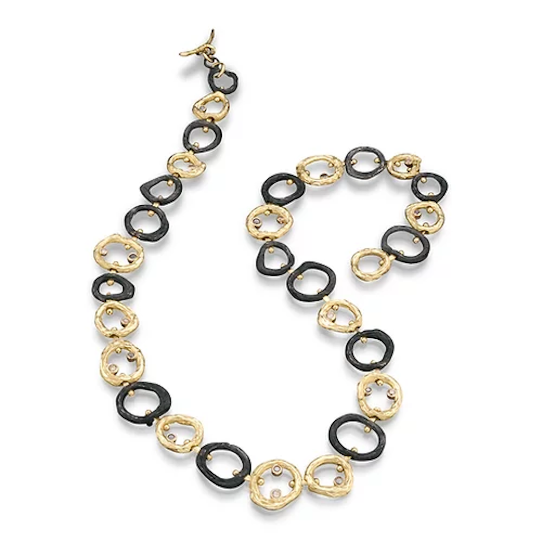 Sarah Graham Pebble Diamond Double Link Necklace