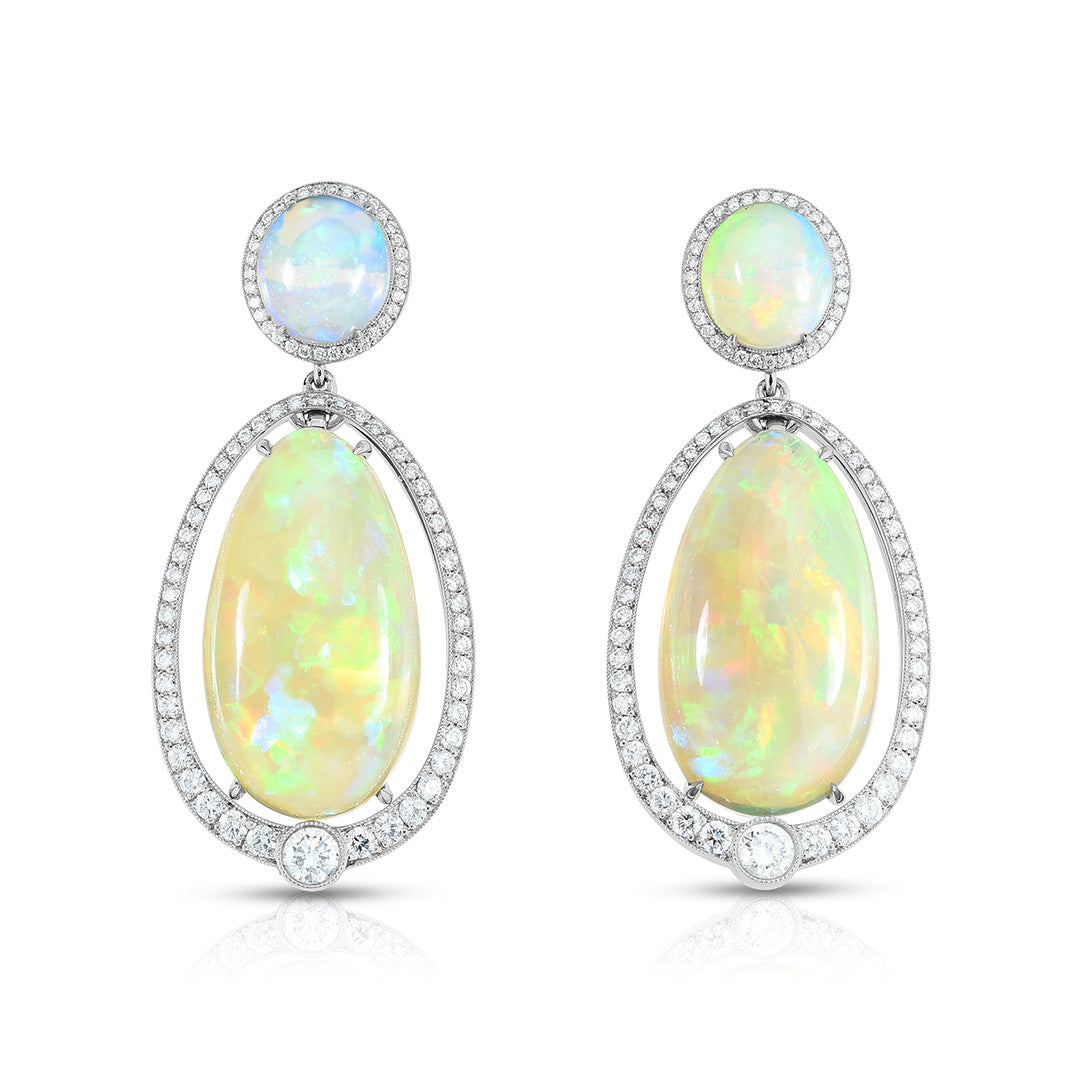 Cicada Opal & Diamond Drop Earrings