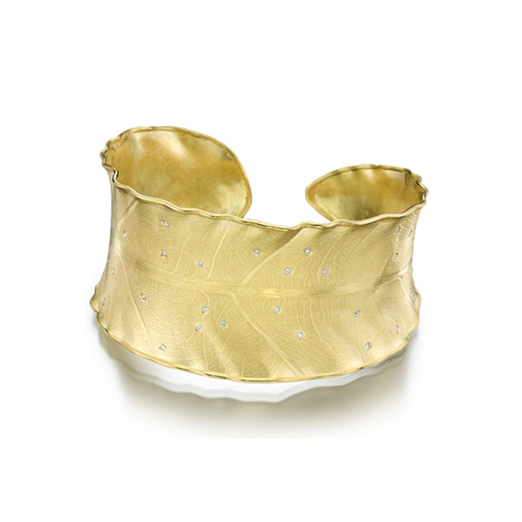 Barbara Heinrich Wide Scattered Diamond Leaf Cuff