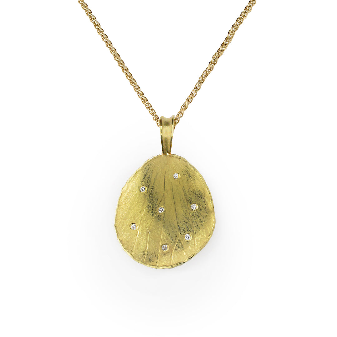 Barbara Heinrich Jumbo Petal & Scattered Diamond Pendant Necklace