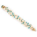 Estate Akoya Pearl & Turquoise Torsade Bracelet