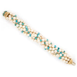 Estate Akoya Pearl & Turquoise Torsade Bracelet