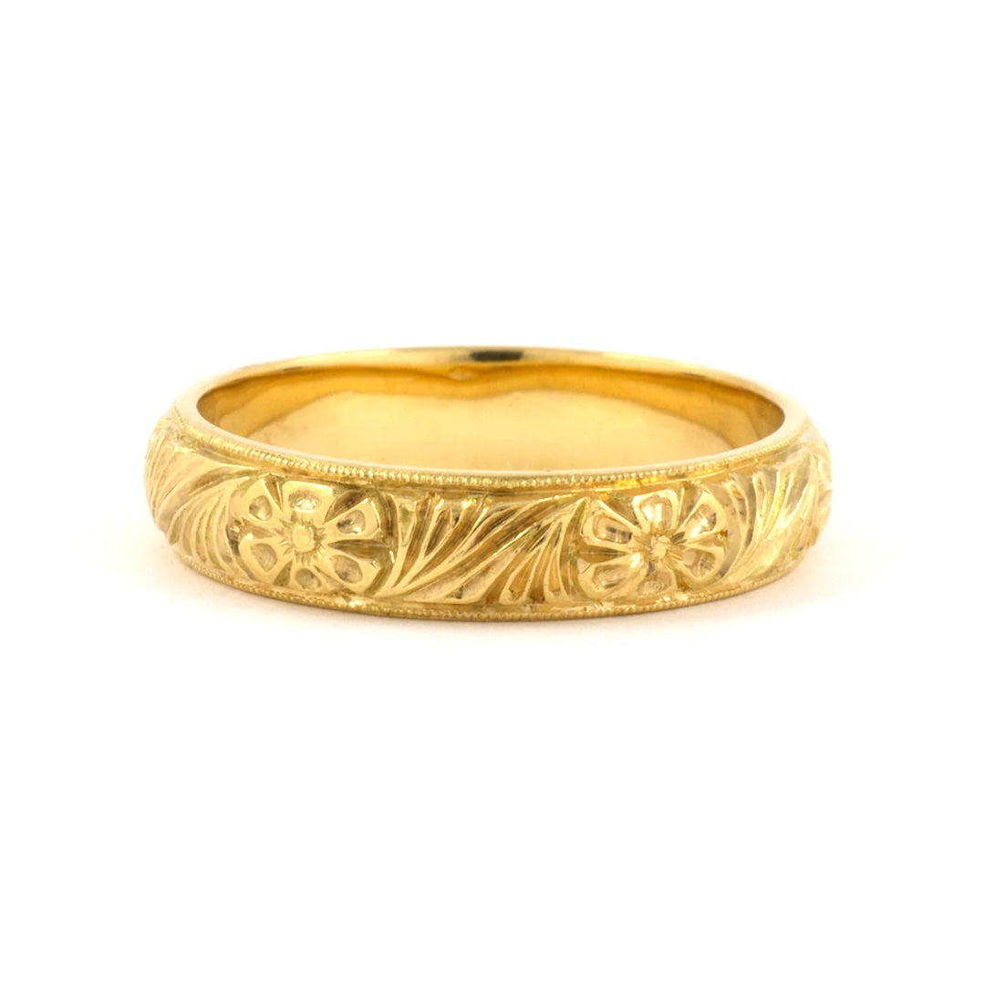 Estate Carved Gold Wedding Band