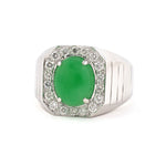 Estate Green Jadeite Diamond Cluster Ring