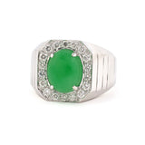 Estate Green Jadeite Diamond Cluster Ring