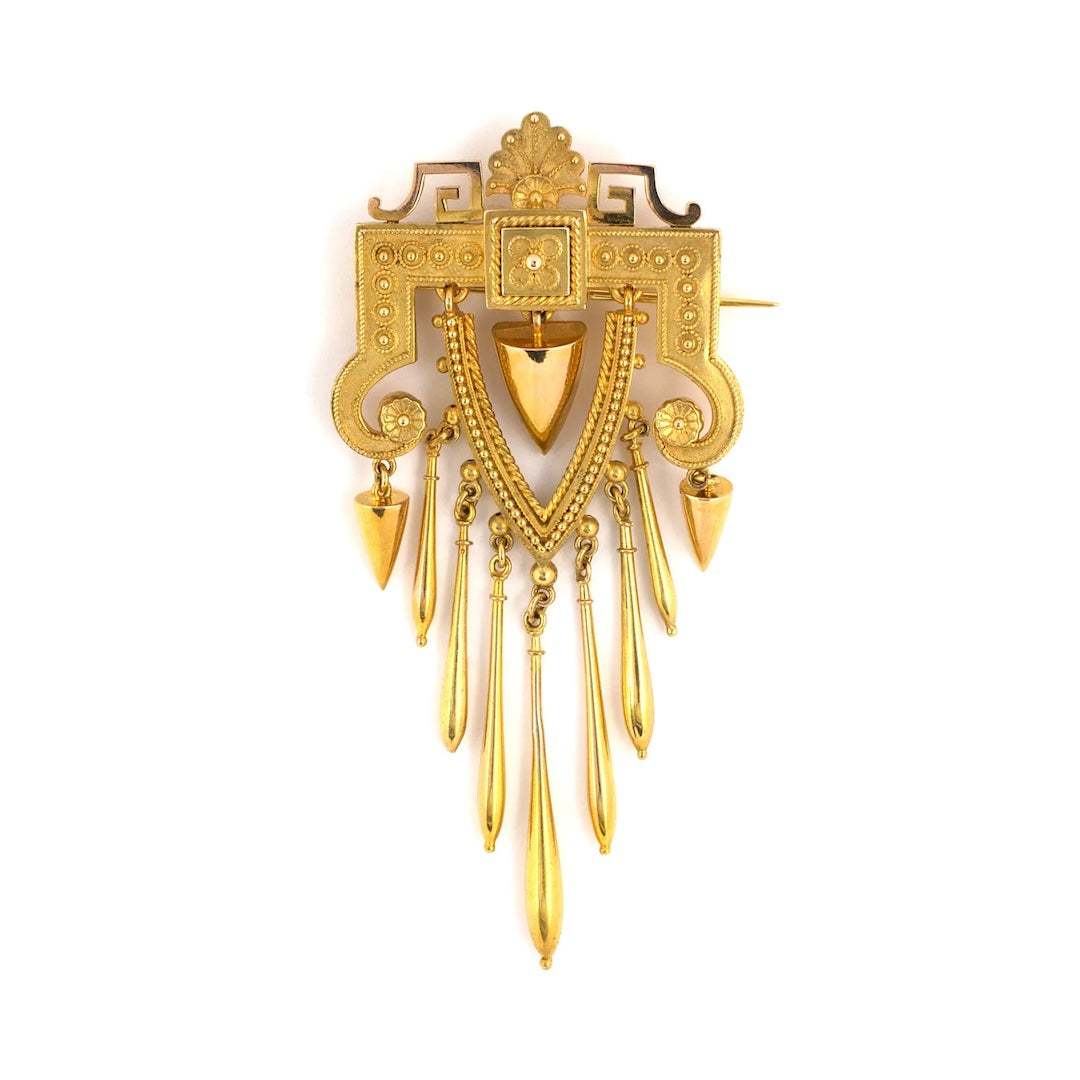 Estate Victorian Etruscan Revival Drop Pin