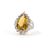 Estate Pear-Shaped Citrine & Diamond Ring