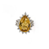 Pear-Shaped Citrine & Diamond Ring
