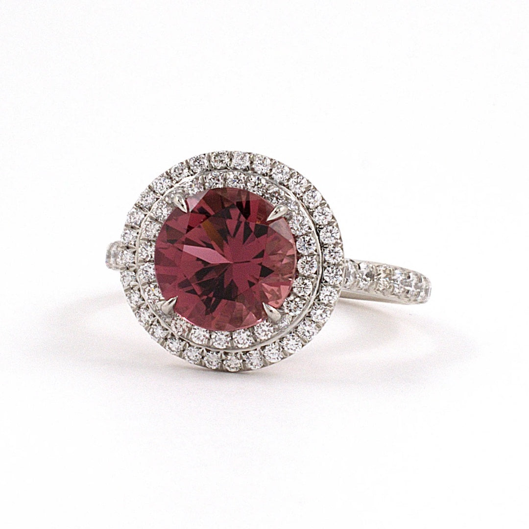 Estate Tiffany Pink Tourmaline & Diamond Soleste Ring
