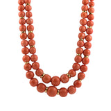 Estate Victorian Coral Double-Strand Bead Necklace