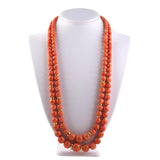 Victorian Coral Double-Strand Bead Necklace