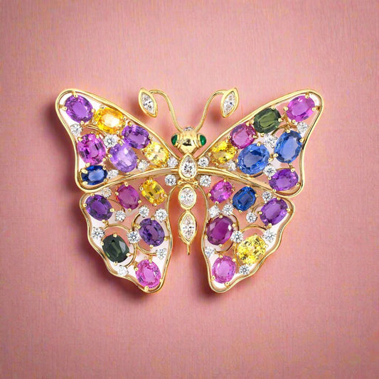 Oscar Heyman Multi-Gemstone Butterfly Pin