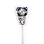 Estate Art Deco Diamond & Synthetic Sapphire Stick Pin
