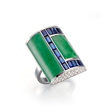 Cicada Green Jade, Sapphire & Diamond Ring