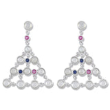 Ice Jade with Blue & Pink Sapphire Drop Earrings