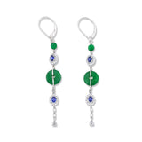 Green Jade, Diamond & Sapphire Drop Earrings