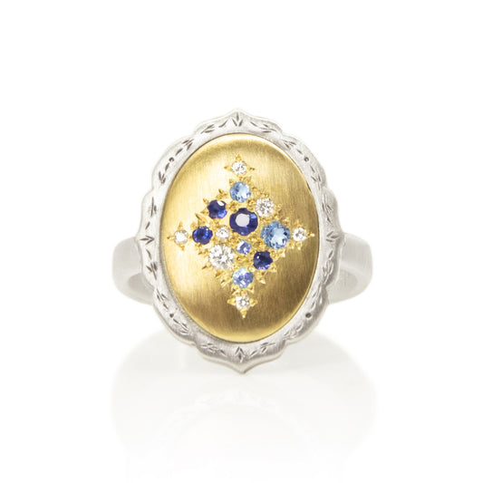 Adel Chefridi Oval Multi-Gemstone Scallop-Edge Ring