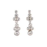 Estate Diamond Bezel-Set Dangle Drop Earrings