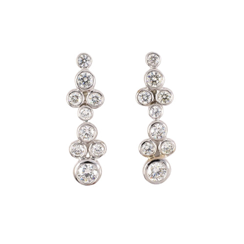 Estate Diamond Bezel-Set Dangle Drop Earrings