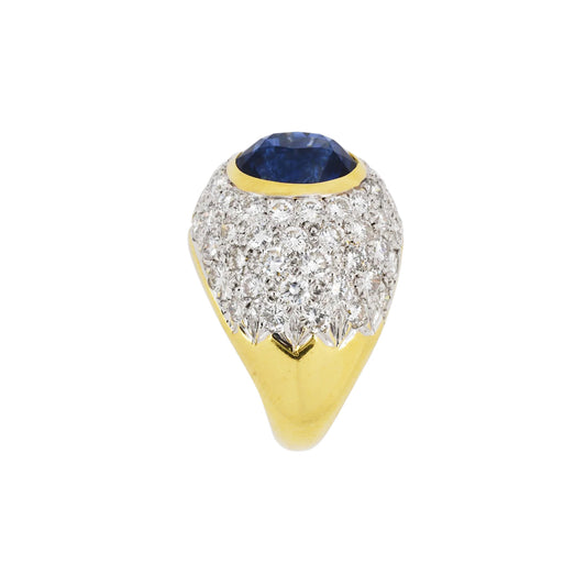 Sapphire & Diamond Cluster Dome Ring
