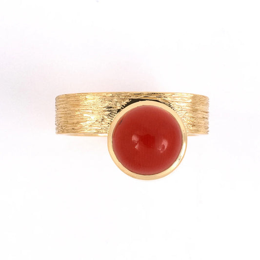Coral Solitaire Square Shank Ring