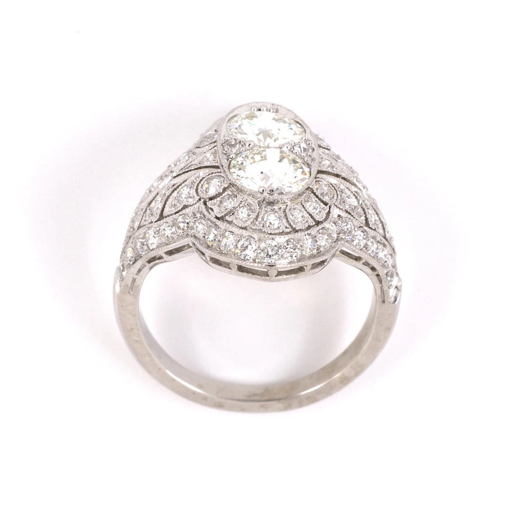 Edwardian Diamond 2-Stone Dinner Ring