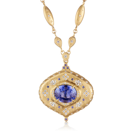 Adel Chefridi Sapphire & Diamond Pendant Necklace