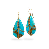 Amáli Draped Turquoise & Champagne Diamond Lagoon Earrings