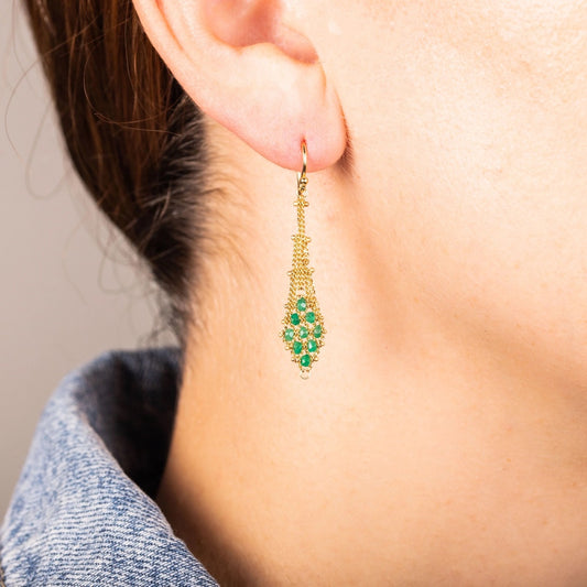 Emerald Suspended Lattice Earrings
