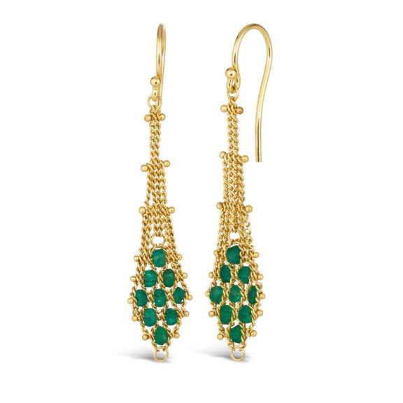 Amáli Emerald Suspended Lattice Earrings