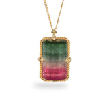 Rectangular Watermelon Tourmaline Necklace